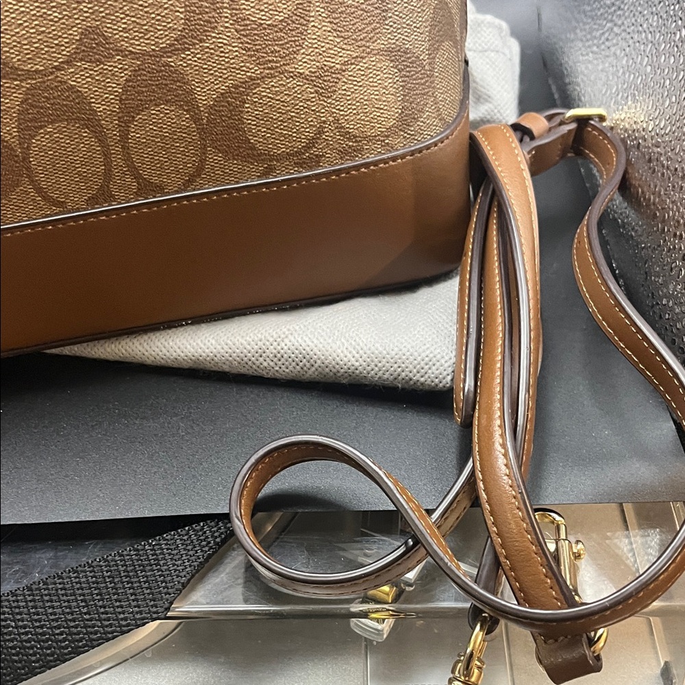 Coach Sierra Satchel 2 signature Canvas Khaki Brown Leather Bag - Picture 3 of 8